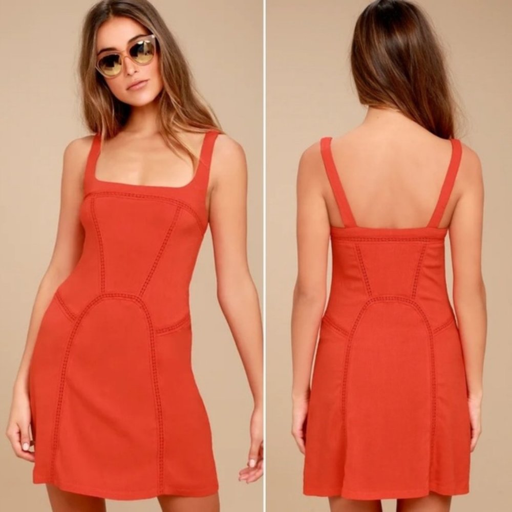 FREE PEOPLE Beyond Me Fit Flare Stretch Mini Dress